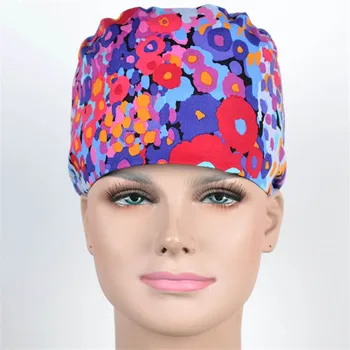 

Watercolor Women's Medical Cap Nursing Hat Surgical Work Hats 100% Cotton Tieback Adjustable Surgical Scrub Hats