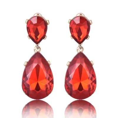 E095 Горячая Распродажа, серьги-капли с кристаллами, винтажные Свадебные ювелирные изделия для женщин, модные серьги-капли, высокое качество - Окраска металла: Red