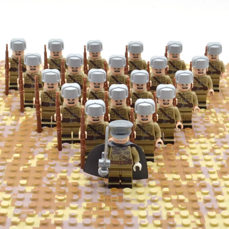 

21pcs/set WW2 Blocks Soviet Toys Soldiers Army of Russia Troops Military Designer Building Constructor Bricks for Children