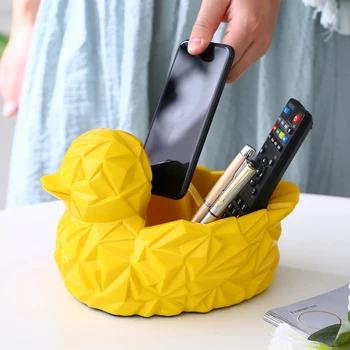

Cute abstract duckling resin storage box Unique art duck desktop decoration Office Organizer