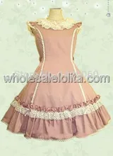 Simple Pretty Pink Sleeveless Lace Cotton Sweet Lolita Dress