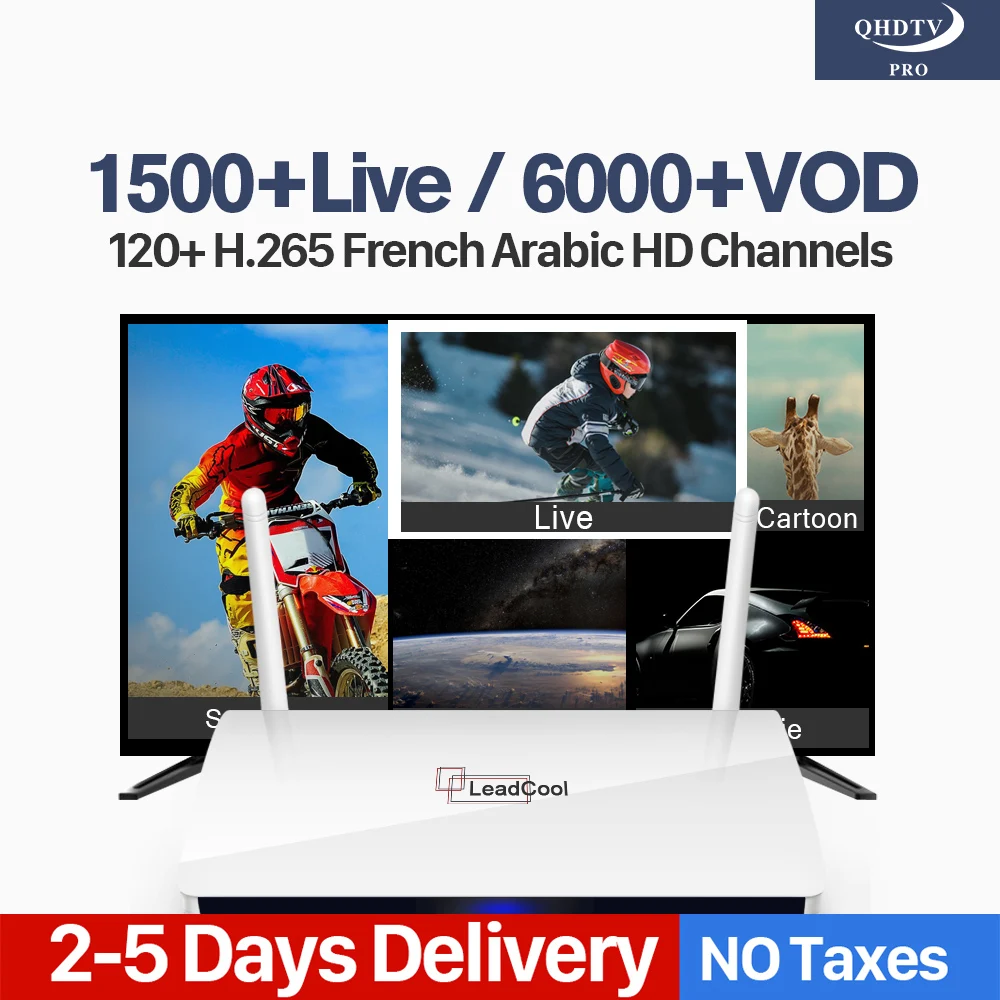 

Code IPTV 1 Year French Arabic H.265 Decoder Channels Leadcool RK3229 Smart Android TV Box QHDTV Pro Spain India Algeria IP TV