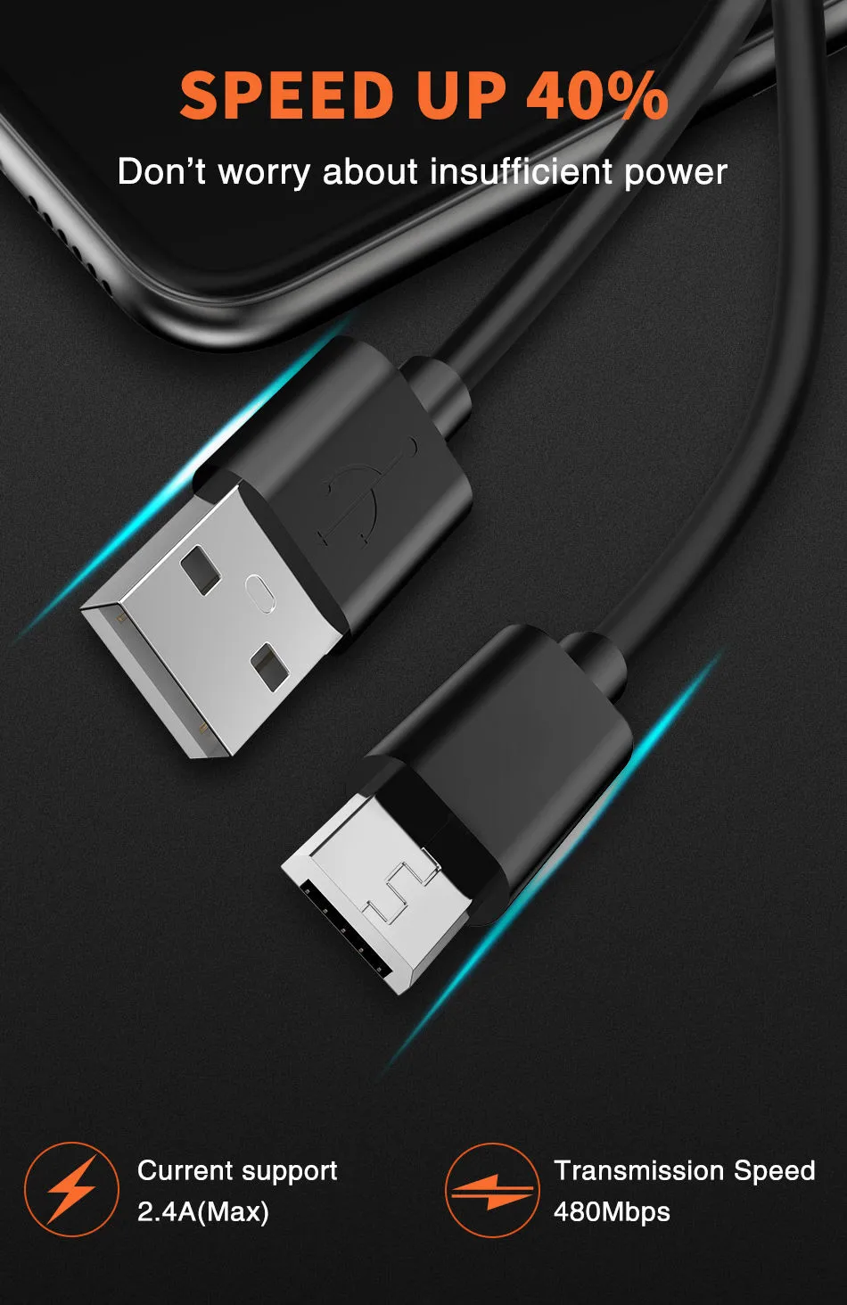 3 шт. в упаковке ROCK Micro Usb кабель 5V2A Быстрая зарядка Usb ЗУ для мобильного телефона шнур для SamSung Xiaomi huawei Android синхронизация Дата кабель