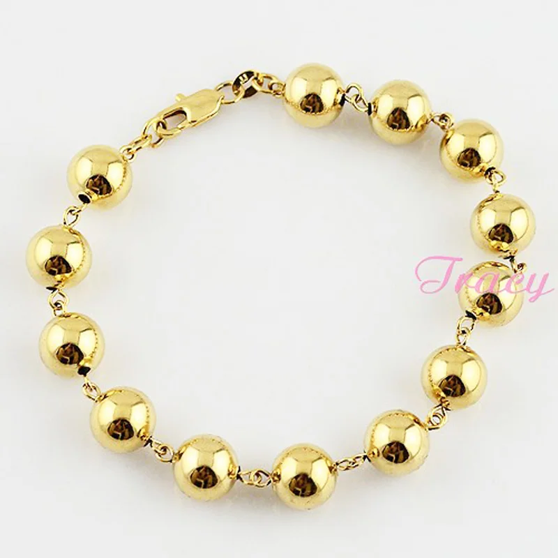 

1pcs Men Women Boys Gold Color BIG Beads Bracelet Chain Wristband