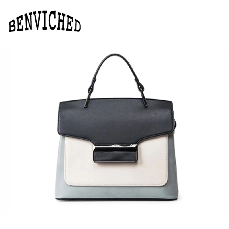 

BENVICHED 2019 new ladies handbag simple hit color small square bag commuter shoulder Messenger bag tide R21