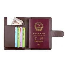 ONLVAN Travel Passport Holder Women Men Brown Leather Cover ID Card Bag Passport Wallet Protective Sleeve Passport Cover
