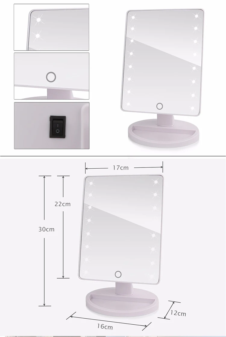 Espelho de Maquiagem Preço com Desconto Luzes com 10x Luzes Touch Screen Dropshipping 16 Brilhante 22 Led 18 High Quality Beleza e saúde