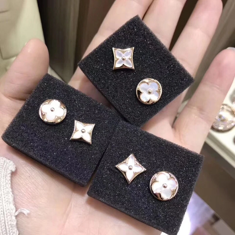 

asymmetric clover stud earrings female wedding jewelry small earrings women