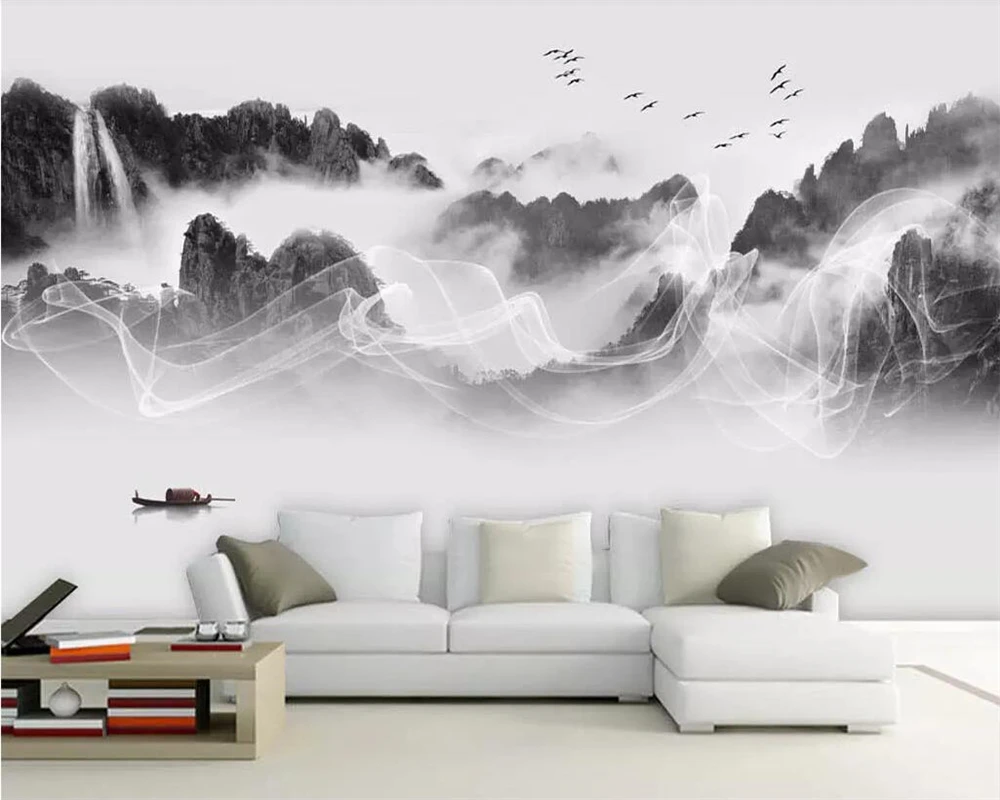 

Beibehang Custom wallpaper Chinese landscape ink painting TV background wall home decoration living room bedroom 3d wallpaper