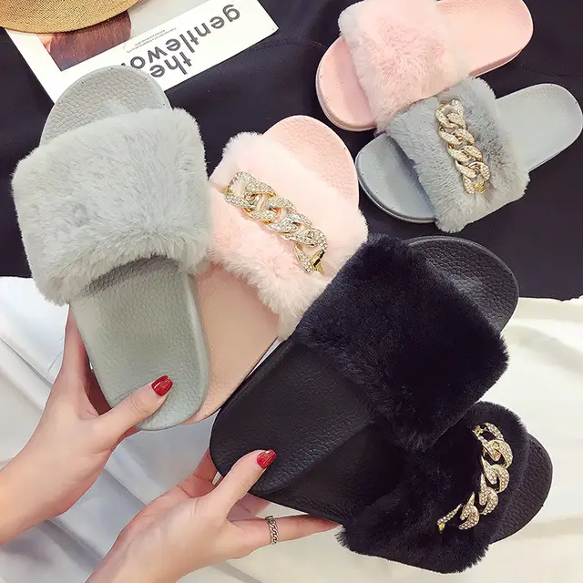 fur slippers online