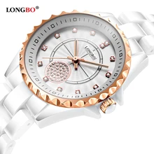 Мода LONGBO новые женские часы Роскошные повседневные водонепроницаемые кварцевые белые керамические подарочные часы женские наручные часы Подарки для женщин