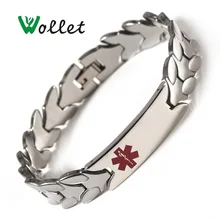 Wollet ювелирные изделия подарок отрицательные ионы, Инфракрасный германий турмалин красный медицинский логотип оповещения ID вольфрамовый браслет для мужчин 5 в 1 Здоровье