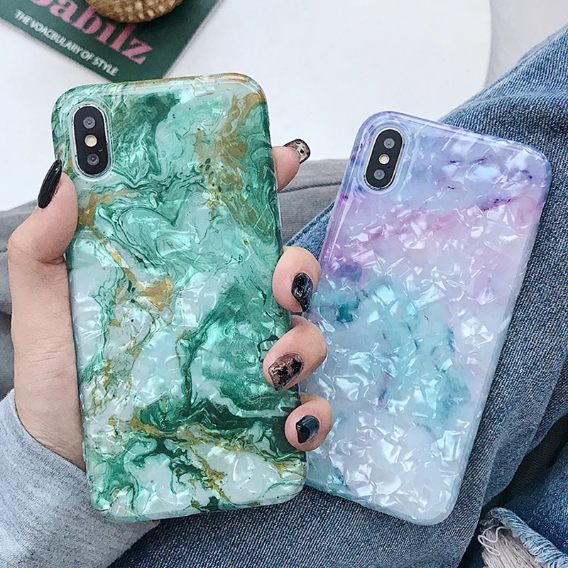 

Retro Colorful Gradient Conch Phone Case For iPhone 11 11Pro X XS 8 7 6 6s Plus Dream Shell Soft IMD Back Cover Cases Coque Capa