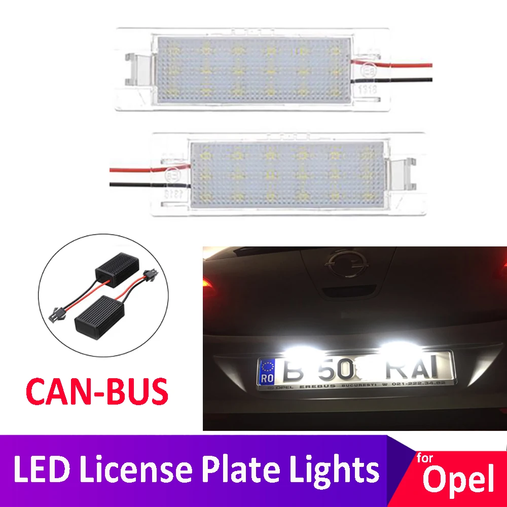 

2x 18 LEDs License Number Plate Lights CANBUS For Vauxhall Opel For Corsa C D Astra H J Insignia Zafira B 6000K 12V White Color