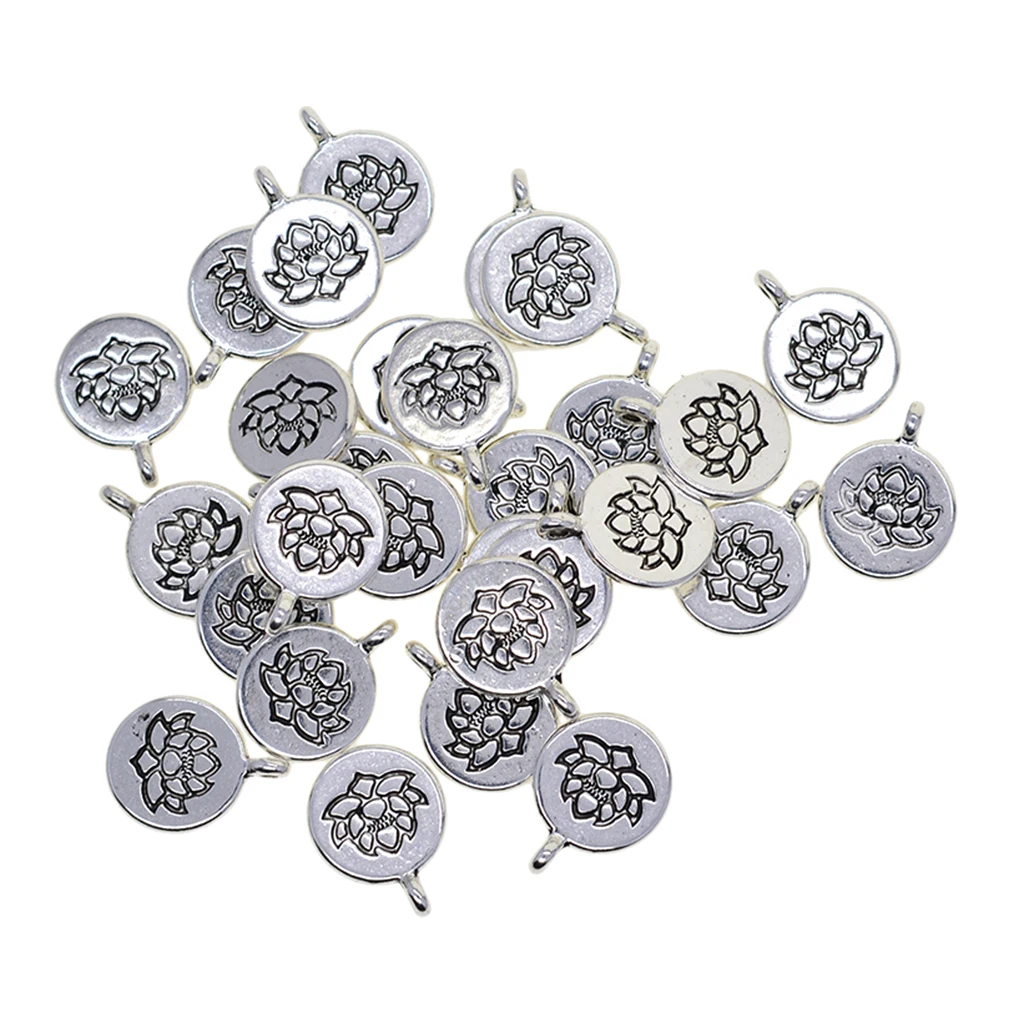 60 Pieces Tibetan Silver Color Filigree Om Yoga   Charms DIY Yoga Charms for Jewelry Making Accessories