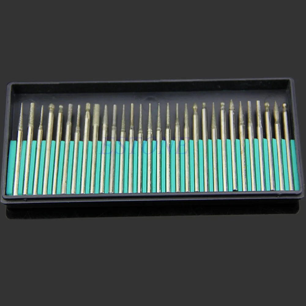 

30PCS Diamond Burr Drill Bits Kit For Carving Engraving Card Grinding Tool Set