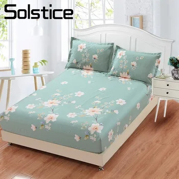 

Solstice Home Textile Girl Kid Beautiful Flower Elegant Bedding Fitted Sheet 100%Cotton Adult Woman Bed Mattress Cover Protector