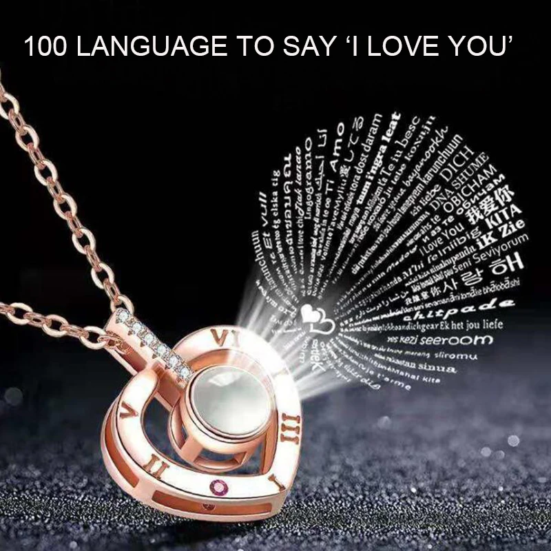 

100 Language to Say 'I LOVE YOU' Pendant Necklace Heart Reindeer Necklace Fashion 925 Sterling Silver/Titanium/Copper Necklace