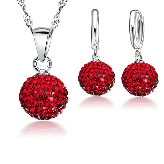 JEXXI Austrian Crystal Pendant Necklace Dangle Earrings Elegant 925 Sterling Sil JEXXI Austrian Crystal Pendant Necklace Dangle Earrings Elegant 925 Sterling Sil