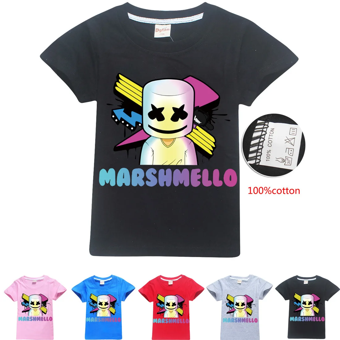 Dj marshmello/Детские толстовки с капюшоном Новинка 2019 года, летняя футболка с принтом modis для девочек, детские футболки, одежда из 100% хлопка