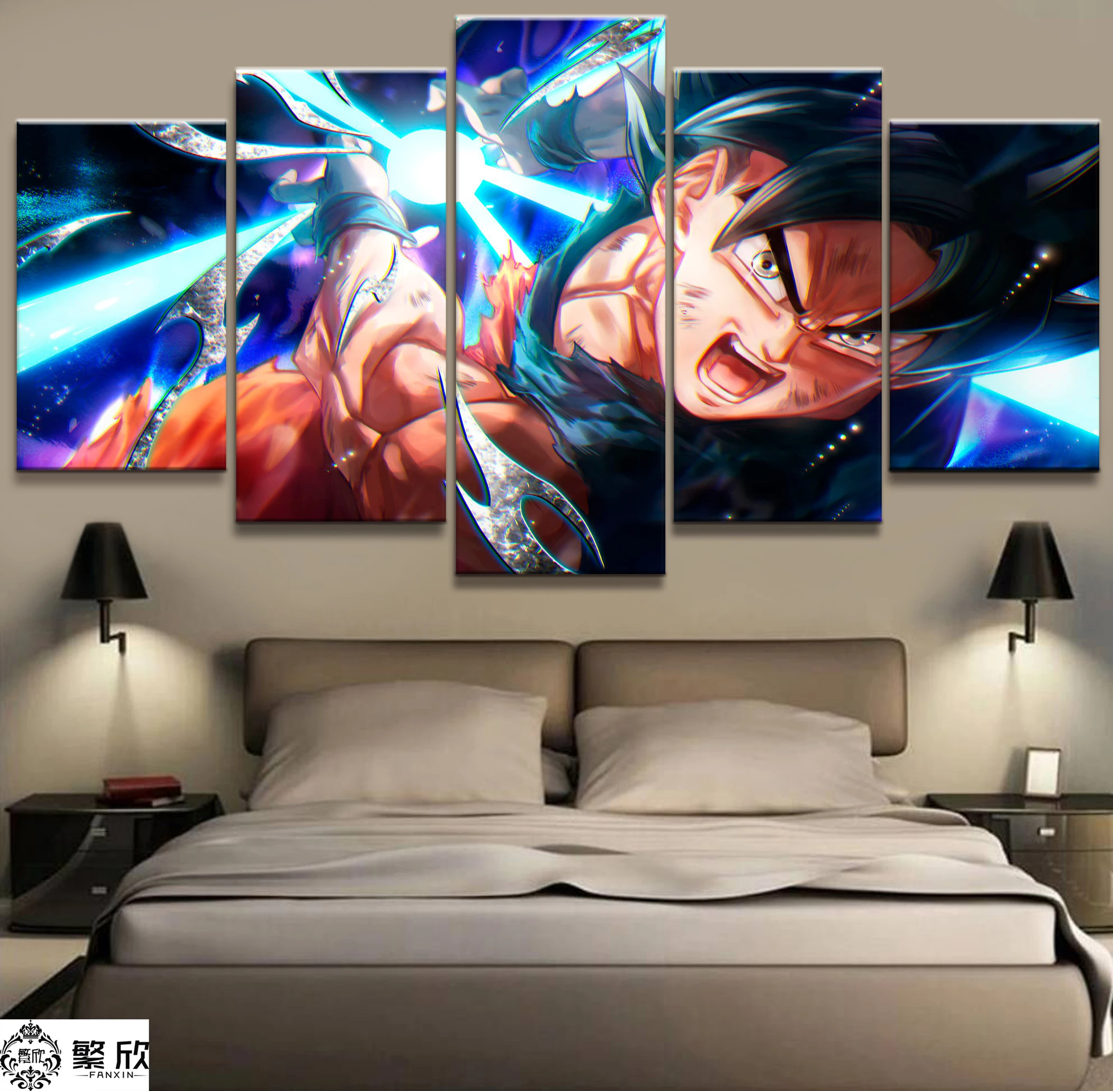 

Home Decor Modular Picture Canvas Painting 5 Piece Dragon Ball Super Son Goku Animation Poster Wall For Living Room Modern