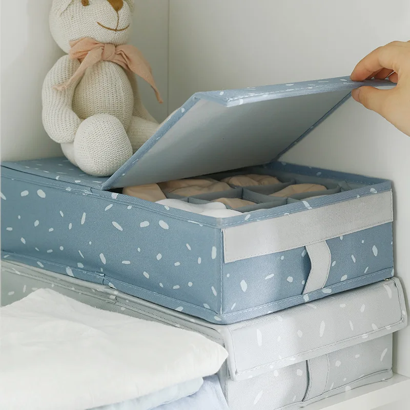 

Grids Divider Organizer Box With Cover For Household Clothes Storage Box Closet Bra Socks Drawer Storage Case Container Holder