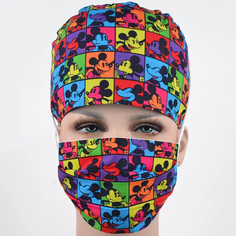 Медицинская шапочка с Микки sweatband хлопок домашних животных медицинские шапки хирургические шапки стоматология красота работа домашних