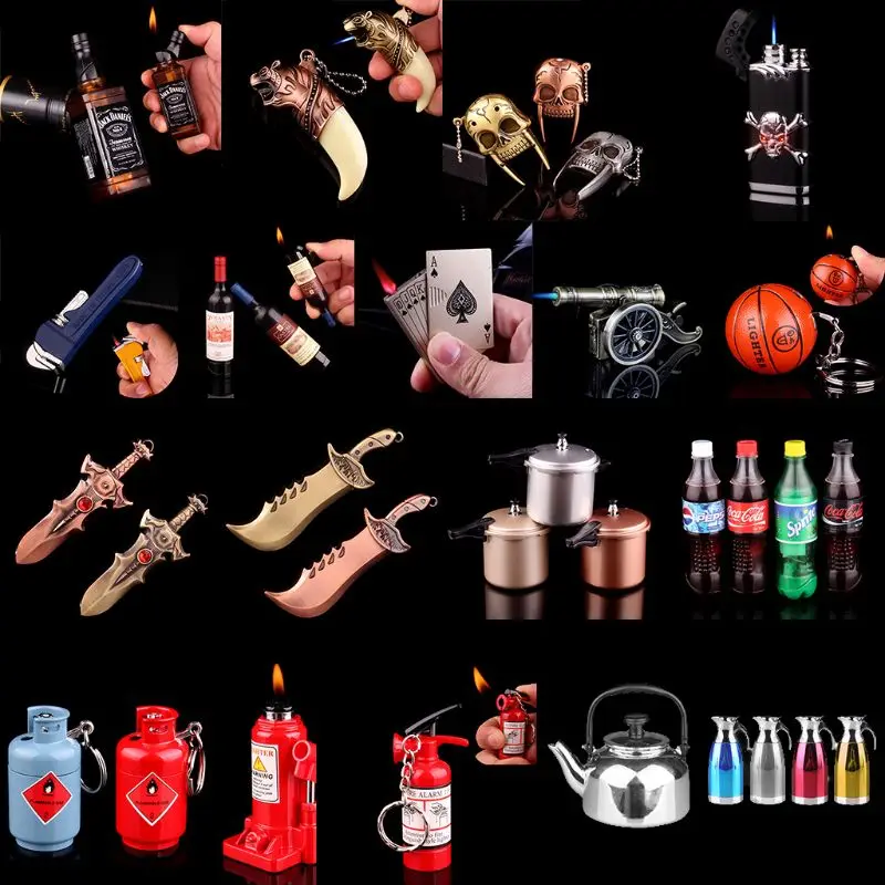 

Mini Creative Butane Lighter Wrench Can Basketball Hammer Fire Extinguisher Cannon Pressure-cooker Model Fire Starter new