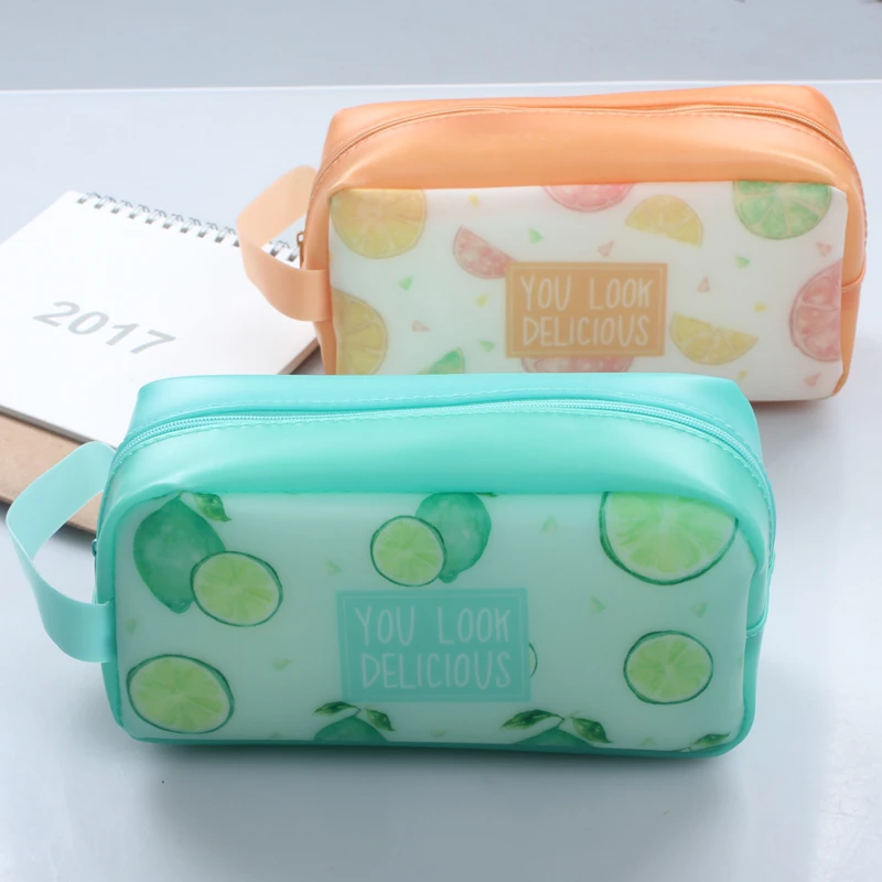 Estuche silicona impermeable para lápices, organizador de material de papelería, caja de material Escolar, bonito Color caramelo, gelatina, fruta, material Escolar|waterproof pencil case|pencil casebox school - AliExpress