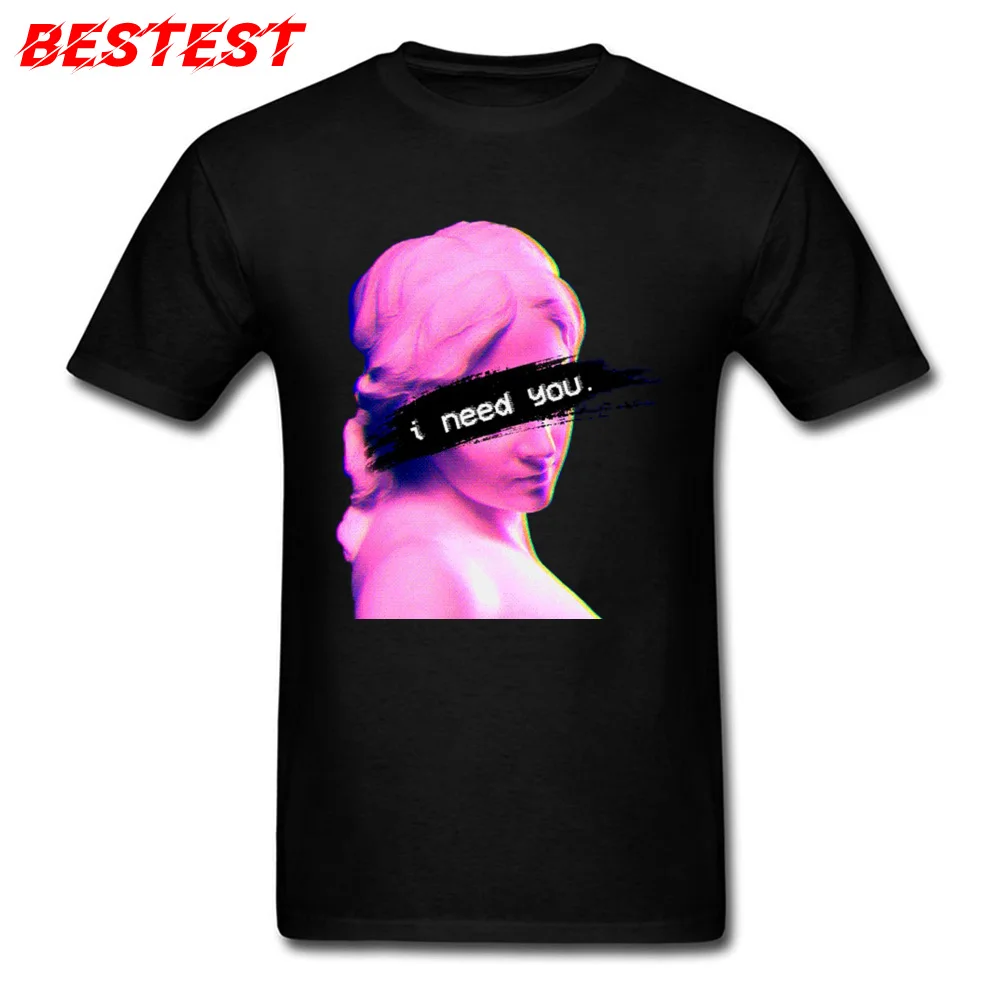 Tops Shirt Tee-Shirts I Need You0818YY NEW YEAR DAY Short Sleeve Pure Cotton Round Neck Student Top T-shirts Customized Designer I Need You0818YY black
