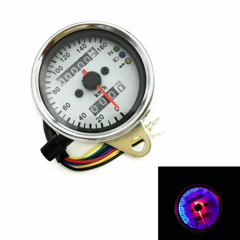 

Motorcycle Speedometer Bike Odometer Gauge ATV Bike Scooter Backlit Dual Speed meter LED Indicator DC 12V Modified Speedometer