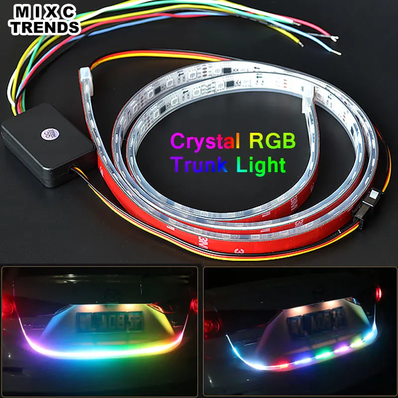 MIXC TRNEDS New 120CM Crystal Silica Sleeve 5050 RGB Led Strip Car Rear Tail Trunk Light