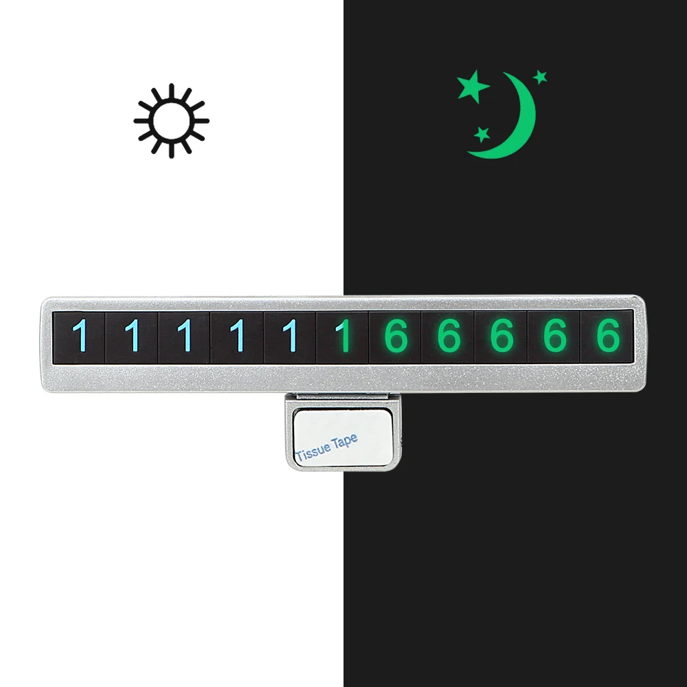 Автомобильная светящаяся Временная парковочная карта, мобильный телефон, номер, карта, автомобиль-Стайлинг, скрытая Автомобильная наклейка, украшение, автомобильная номерная табличка для парковки