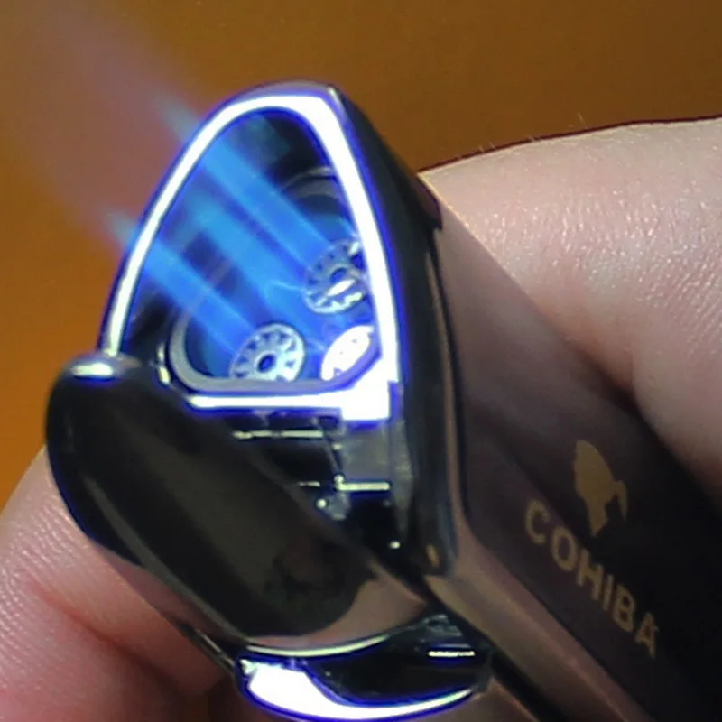 Металлическая газовая Бутановая Зажигалка Cohiba 3 факфонарь струйного пламени
