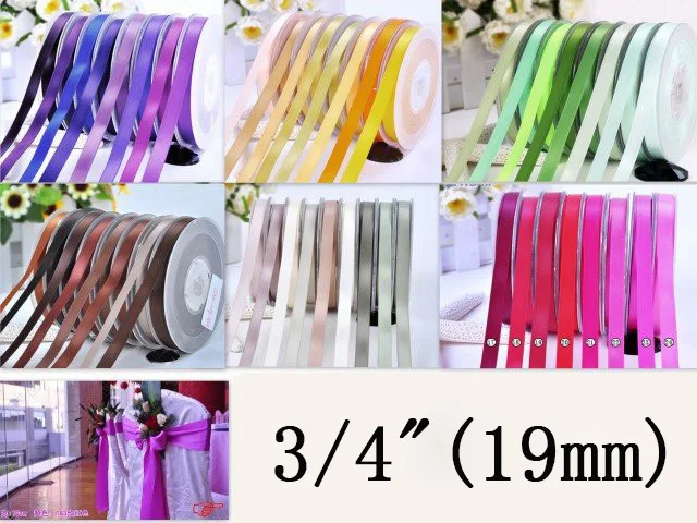 [IuBuFiGo] 3/4 &quot(19 мм) fita de cetim decoradas Двусторонняя атласная упаковочная лента Ruban De 100