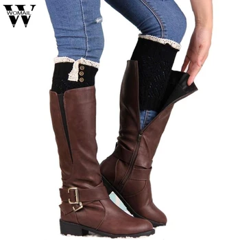 

2017 stocks high quality Women Lace Stretch Boot Leg Cuffs Boot Socks Black 4 AUG8