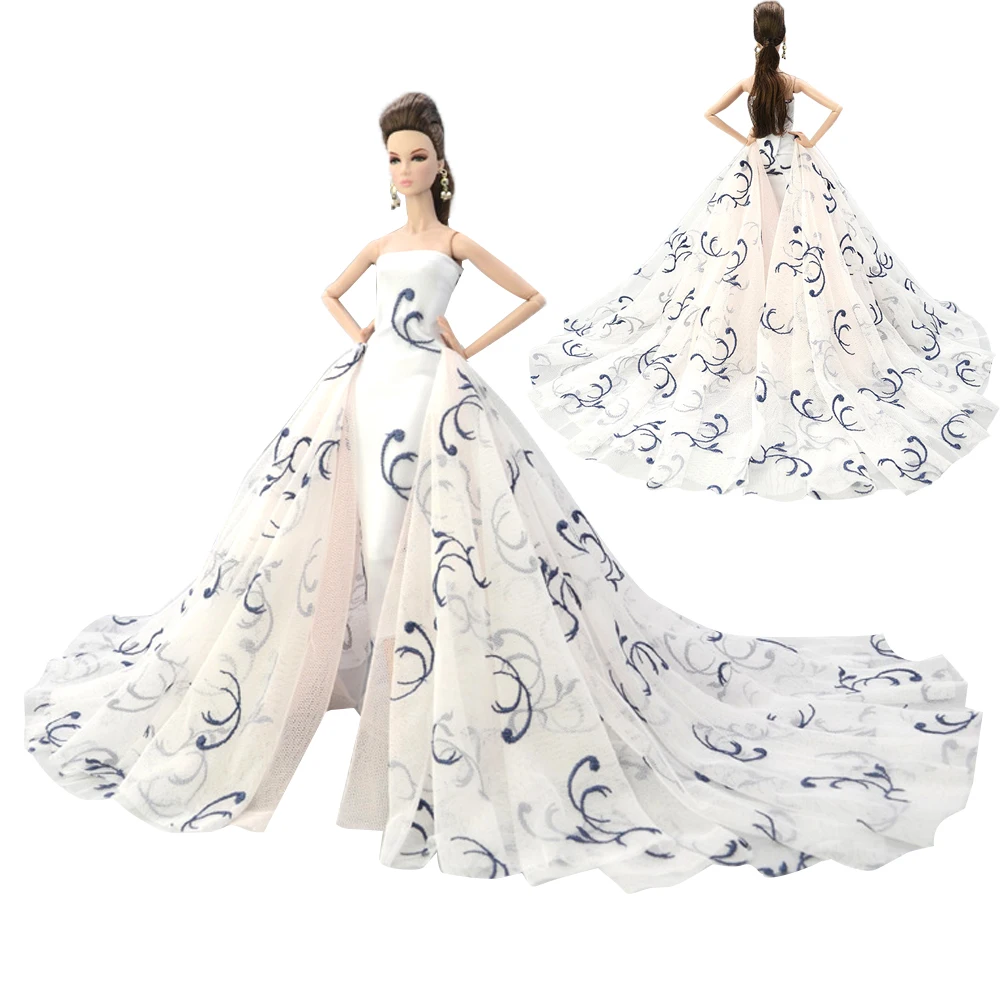 NK/один предмет; свадебное платье принцессы ручной работы; благородное Длинное нарядное платье с хвостом; супермодельное платье для куклы Барби; аксессуары; 10C 6X