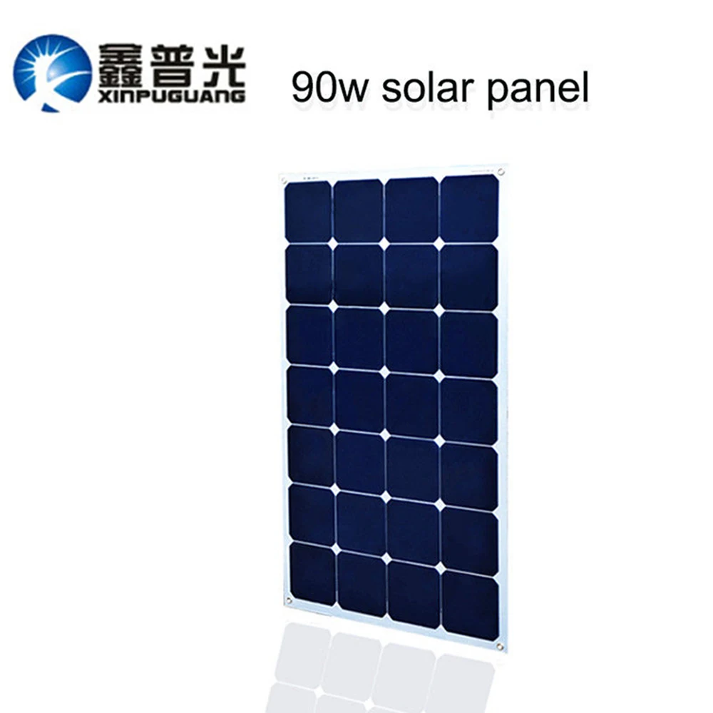 

90W Solar Energy Cell Flexible Solar Panel Module Battery Charger Water Resistant with Connector Cable for Car/Truck/Motorcycle