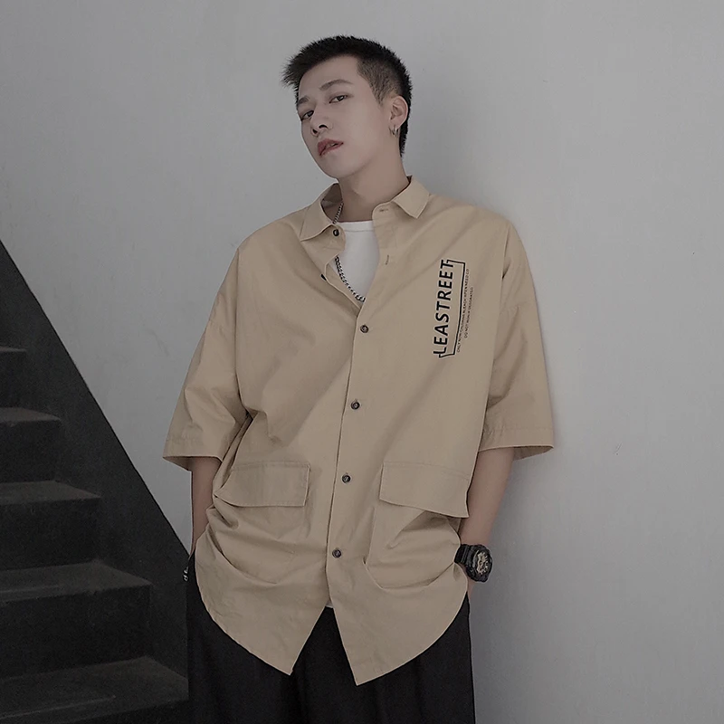 

fashion Cartoon print Shirt plus size men Male Increase Hypertrophy Code Tide short Sleeve Shirt camisa masculina mens shirts