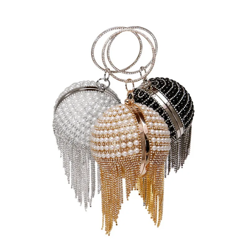 Luxy Moon Round Pearl Glitter Clutch Bag Available Colors