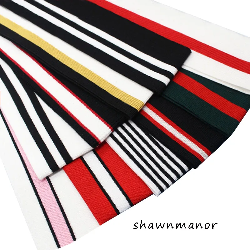 

2PCS Elastic Knitted Striped Breathable Rib Fabric Of Sewing Cuffs Waistband Leg Rib Collar Sleeve
