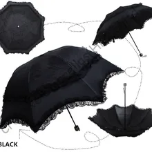 Двухслойные, UPF> 50+ арочные корейские зонтики, черное покрытие 2 раза, зонт, нейлоновая вышивка, сумка зонтик, смесь УФ-защита