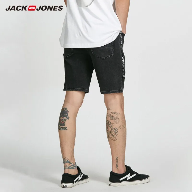 JackJones мужские эластичные облегающие черные джинсовые шорты с завязками и плетеным ремешком до колена | 218243518