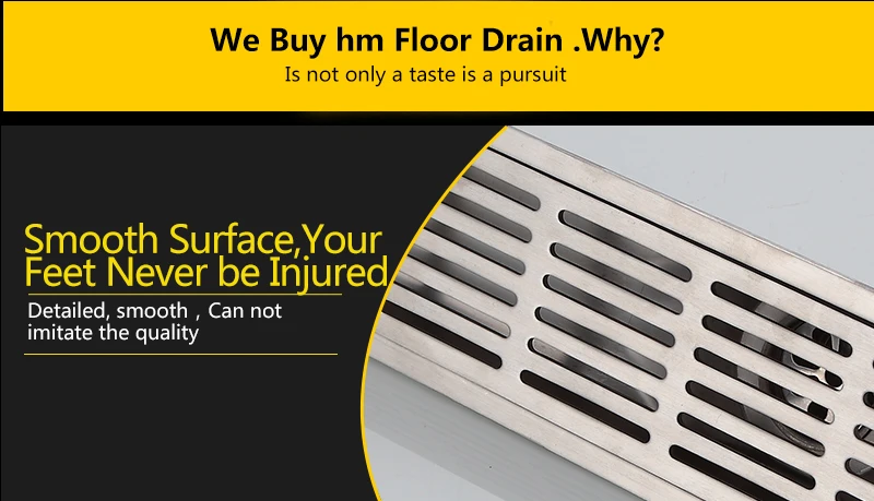 Drain Strainers 6010cm Floor Drain ZIPPER Stainless Steel 304 Linear Shower Drain Vertical Long Drain Bathroom Floor Drains (4)