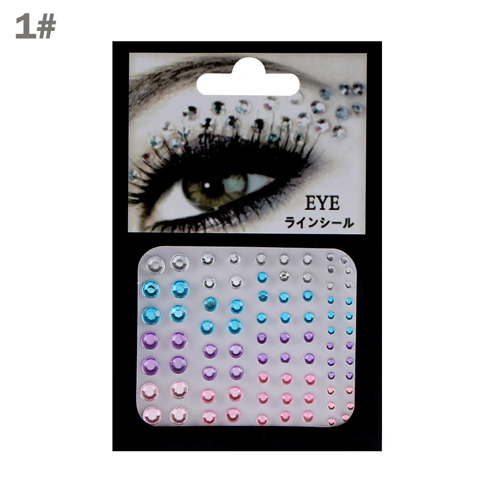 1 лист 3D Глаза Макияж хрустальные глаза наклейки для нанесения татуировок подводка для глаз алмазная блестящая наклейка Свадебные вечерние украшения макияж инструменты красоты - Цвет: 1
