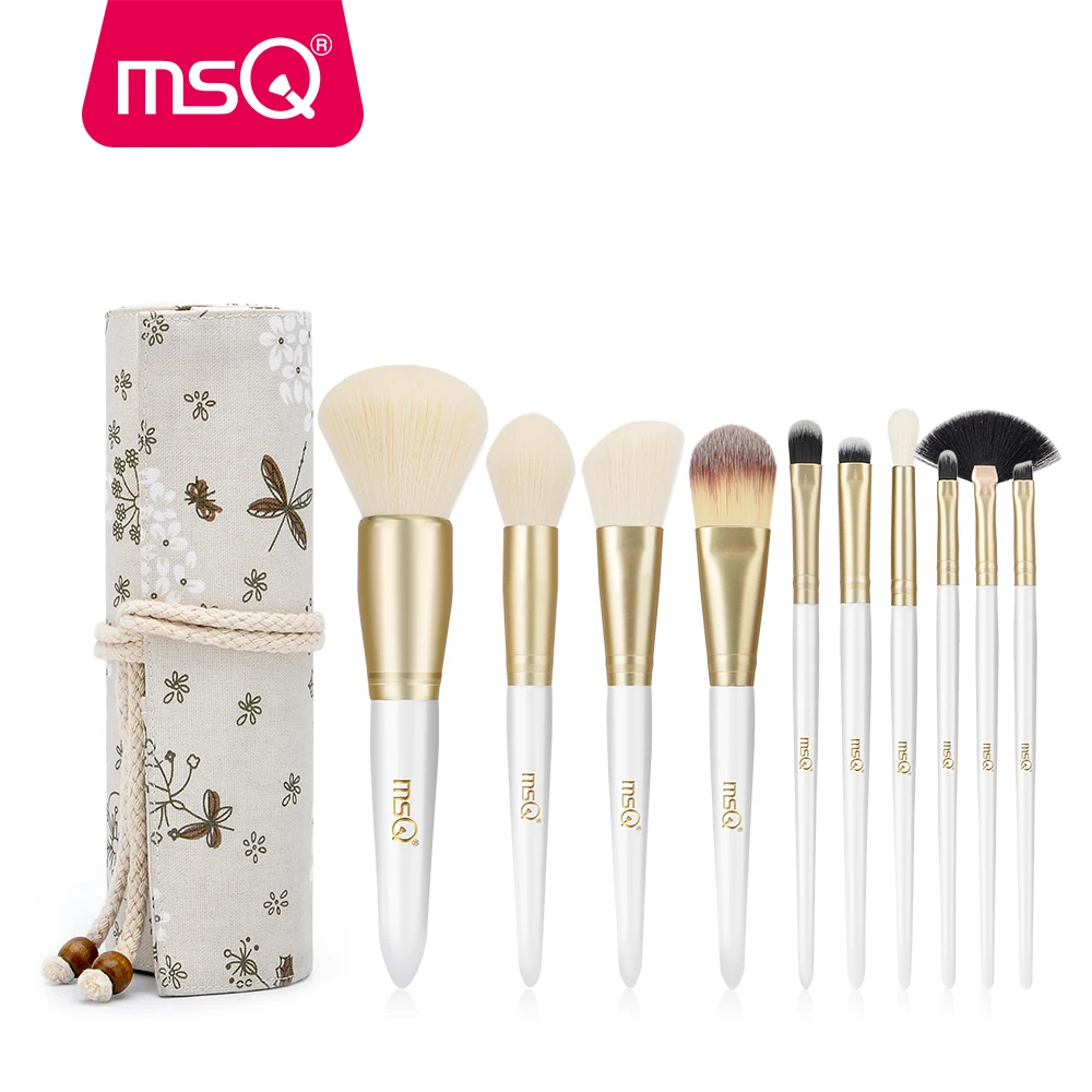 

MSQ Pro 9pcs Makeup Brushes Set Powder Foundation Eyeshadow Eyebrow Lip Brush Tool With Flax Case or Delicate Resin Cylinder