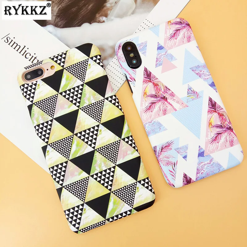 

Fashion Geometry Triangle Pattern Mobile Phone Case for iPhone X 1Ultra Thin Matte Hard PC Cover for iPhone 7 8 6 6S Plus Case