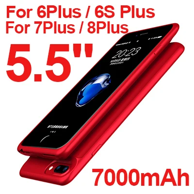 5000 мАч/7000 мАч тонкий ультра тонкий чехол для телефона с аккумулятором для iPhone 6 6 s plus внешний аккумулятор запасное зарядное устройство чехол для iPhone 6 6s 7 8 Plus - Цвет: Red  i6(s)P i7P i8P
