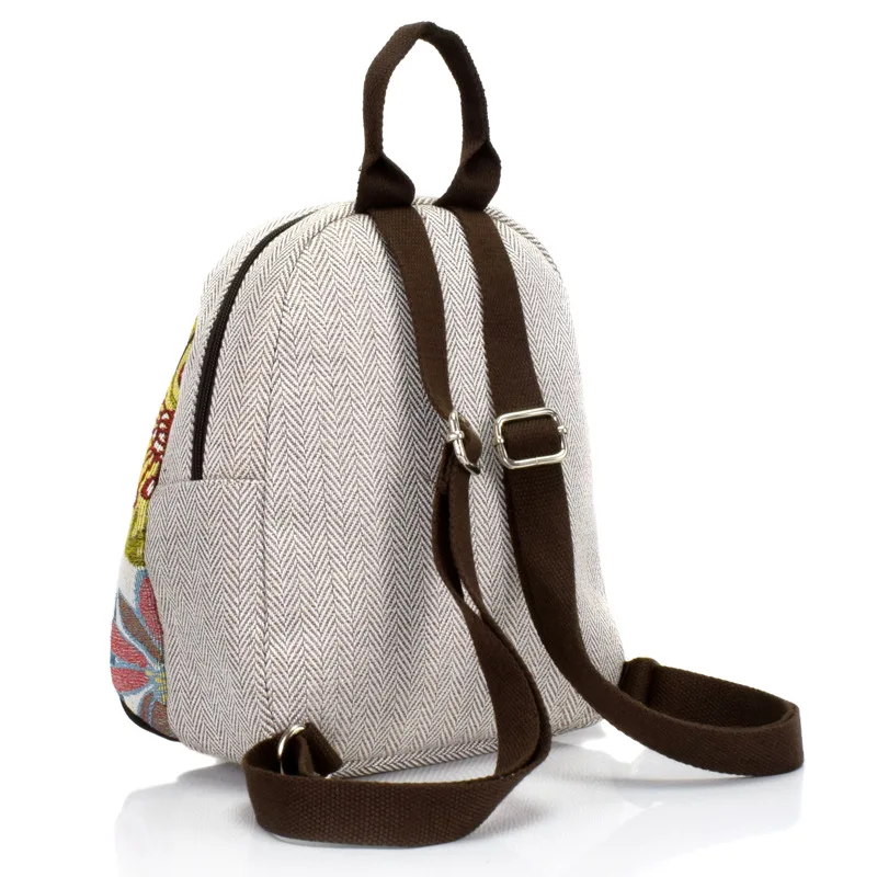2021 New Retro Woman Backpack Female Shoulder Bag Pure Hand-woven Cotton Linen Small Rucksack Ancient Bag Student School Bags