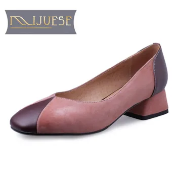

MLJUESE 2019 women pumps autumn spring Kid Suede Rome style mixed colors high heels lady shoes party wedding size 33-40